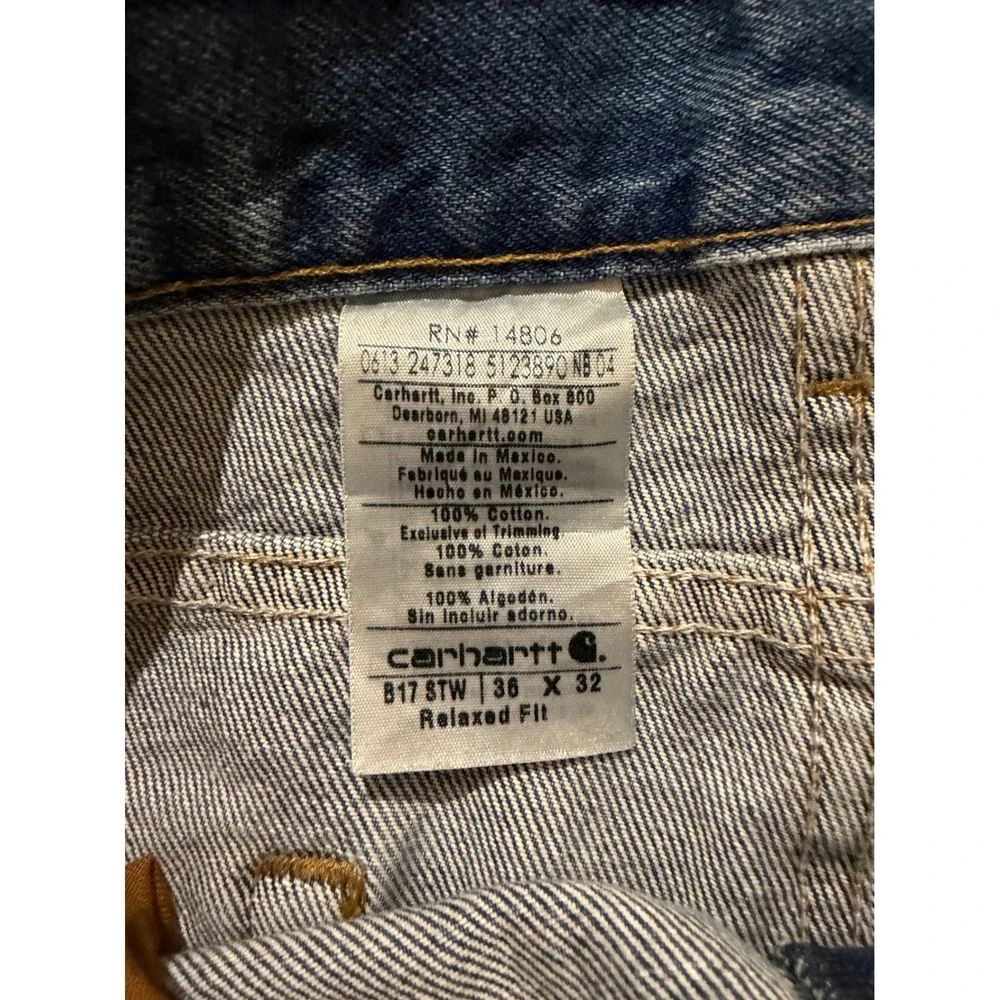Carhartt B17 STW Jeans Mens 36x32 Blue Relaxed Fit Stonewash Denim Straight Leg